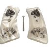 Pearl Dead Mans Hand Ruger GP100 Grip Inserts Engraved Textured Checkered