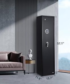Rifle Gun Safe for Home Rifle and Pistols, Heavy Duty Anti-Theft Long Gun Security Cabinet Safe for Rifles and Shotguns, Gun Storage Cabinet With Pistol Lockbox, Removable Shelf, Silent Mode 2