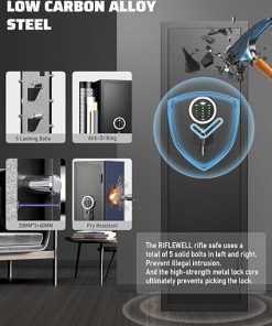 2 Rifle Gun Safe, Gun Safes for Home Rifle and Pistols, Quick Access Gun Cabinets with LED Light, Rifle Safe with Adjustable Gun Rack and Removable Shelf 2