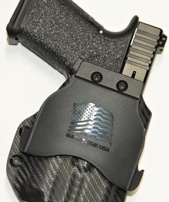 REVKEL Custom Kydex Molded OWB Paddle Holster for Sig Sauer P365 with Crimson Trace LG-422. Black Right Hand Draw. Hand Crafted in Texas, USA. 2