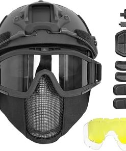 Airsoft Helmet with Full Face Protection, Tactical Airsoft Mask, Compatible with Goggles & Accessories, Ideal for Paintball & Outdoor Games