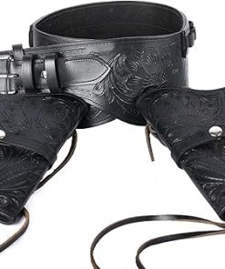 Hulara Full Grain DD Harness Buff Leather Western Gun Holster for Men Heritage Rough Rider 357 Magnum Holster and Cowboy Gun Belt