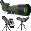20-60×80 Spotting Scope for Target Shooting with Tripod Phone Adapter BAK4 Monocular Telescope for Hunting Birdwatching Green