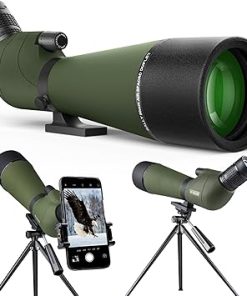 20-60×80 Spotting Scope for Target Shooting with Tripod Phone Adapter BAK4 Monocular Telescope for Hunting Birdwatching Green