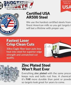 AR500 Steel Targets for Shooting 9mm Targets Pistol Targets Handgun Targets – 1/4 inch AR500 Steel Laser Cut Zinc Plated Certified A Steel Gong Targets – 9mm Steel Targets – Steel Pistol Targets 2