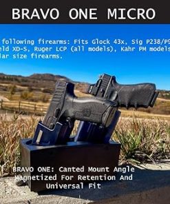Cupoloster®, MultiFit Vehicle Gun Holster Fits Glock 43x, Sig P238/P938/P365, Ruger LCP, Kahr PM Models, and Similar Size Firearms (Bravo One Series – Micro/Slim Frame Firearms) by VETS Tactical® 2