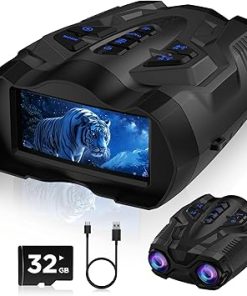 Night Vision Goggles, 4K Night Vision Binoculars for Adults,9 Gear Infrared Goggles, 10X Digital Night Vision, 4000mAh Up to 12H of Use with 32GB TF Card, 3.5″ HD Screen Binoculars