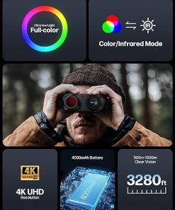 4K Color Night Vision Binoculars, Infrared Night Vision Glasses for Adults, 3.2 Inch HD Screen with 8X Digital Zoom and 10X Optical Zoom, 1000 Vision Range, 4000 Rechargeable 2