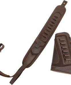 WAYNE’S DOG Leather Gun Buttstock Cheek Rest Pad with Cartridge Holders Sling for 30/30 .308 .45-70 .357mag .22LR 12 Gauge 2