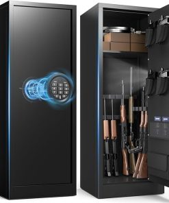 BONANO 8-10 Gun Safe, Gun Safe for Rifles and Pistols, Fireproof Gun Safes for Rifles with Digital Keypad, Quick Access Rifle Safe with Adjustable Gun Rack and Pistol Pouch, Gun Cabinet for Home