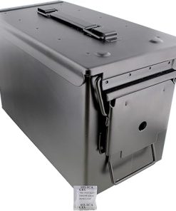Ammo Storage Box 4 Pack – Black .50 Caliber Ammunition Flip Top Lockable Storage Box – Waterproof Metal Military Ammo Can Container – Airtight Latching Dry Bullet Case Steel Field Box 2