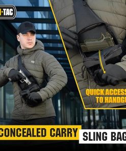 M-Tac Dual Concealed Carry Tactical Bag Bundle Shoulder Chest Pack with Sling for Handgun (Black Gen2) & (Grey Melange) 2