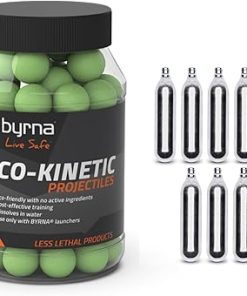 Byrna LE Training Bundle – 95 Count Eco-Kinetic Projectiles (0.68 Caliber) & 10 Count CO2 Cartridges (12 Gram) for Byrna LE Launchers