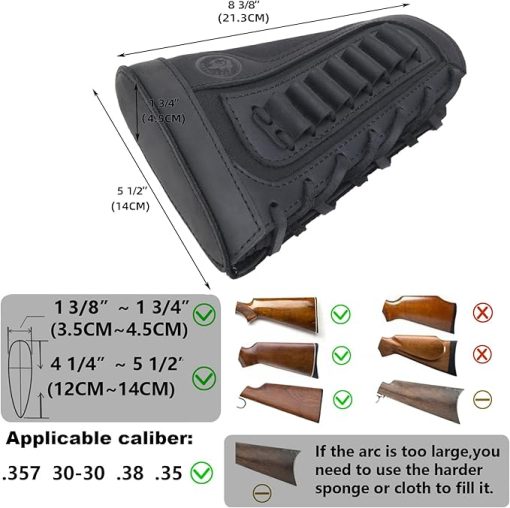 Leather Canvas Buttstock Shell Holder with Rifle Shoulder Strap .308 .45-70 .30-30 .22LR 12GA - Image 2