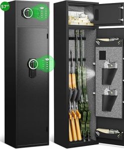 Rifle Gun Safe and 0.8 Cub Safe Box, 2 in 1 Gun Safes for Home Rifles and Pistols, 4-5 Gun Rifle Safe with Backlit Digital Keypad & Adjustable Gun Racks, Double Storage Gun Cabinet