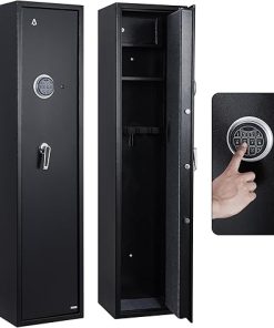Rifle Gun Safe for Home Rifle and Pistols, Heavy Duty Anti-Theft Long Gun Security Cabinet Safe for Rifles and Shotguns, Gun Storage Cabinet With Pistol Lockbox, Removable Shelf, Silent Mode