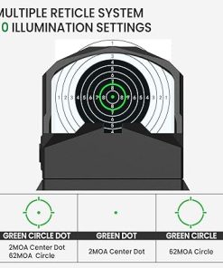 VOTATU PMD504-G Micro Green Dot Sight Compatible with RMR Cut-Multiple Reticle 2 MOA Dot and 62 MOA Circle Shake Awake Reflex Sight with Picatinny Mount Adapter 2