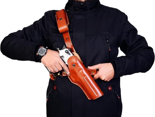 Leather Chest Holster for Desert Eagle, Brown or Black, Genuine Leather, Right or Left Handed, Handmade, ShnLeather