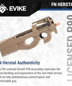 Evike Airsoft – FN Herstal Licensed P90 Full Size Metal Gearbox AEG Airsoft (Color: Dark Earth/Gun Only) 2