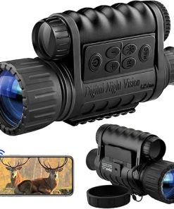 True WiFi Night Vision Monocular Support Smartphone iOS/Android 32G Super HD in Full Darkness Clearly Infrared Camera Telescope 12MP Photo Video Night Watching 5X Digital Zoom Night Vision Binocular