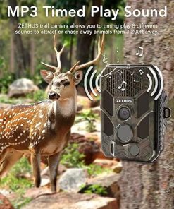 ZETHUS 2.7K 20MP Trail Camera, Game Camera with Night Vision 0.2s Trigger Time 120° 100ft Motion Activated, IP66 Waterproof Hunting Camera 2.8”LCD Screen and Rechargeable Power for Wildlife Monitoring 2