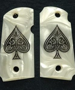 Pearl Spade Engraved Kimber Micro 9 Grips 2