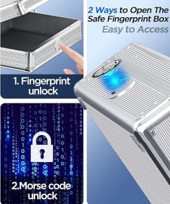 AICase Gun Safe for Pistols,Quick-Access Pistol Safe for Multiple Handguns with Biometric Fingerprint Lock/Morse Code, Smart Handgun Safe Gun Lock Box for Home Bedside Nightstand Car_1 2