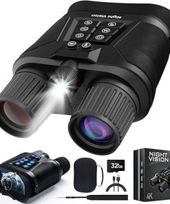 4K Night Vision Goggles Night Vision Binoculars for Adults with 3″ HD Screen, Adjustable Flashlight, 5000mAh Rechargable Battery, 8X Digital Zoom, 1968FT Viewing Range,32GB Card