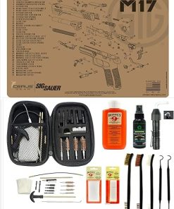 EDOG 29 Pc Pistol Cleaning System – Compatible with SIG M17 Tan Flat Dark Earth – Schematic (Exploded View) Mat, Warrior Universal .22 9mm – .45 Kit & Clenzoil CLP & Gun Oil & Patchs
