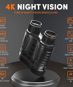 GTHUNDER Night Vision Goggles, Night Vision Binoculars – 4K UHD Video, 52MP Photos, App Remote Control, 10X Zoom, 4″ HD Screen, 984ft, 7-Level IR, 4000mAh, 32GB Card – Ideal for Hunting & Security 2