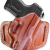 Premium The Ultimate Leather OWB Pancake Holster Open Top, fits Rugerr LCP MAX Micro Compact 380 Caliber 2.80” Barrel, Right Hand Draw, Brown Color #1622#