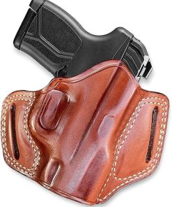 Premium The Ultimate Leather OWB Pancake Holster Open Top, fits Rugerr LCP MAX Micro Compact 380 Caliber 2.80” Barrel, Right Hand Draw, Brown Color #1622#