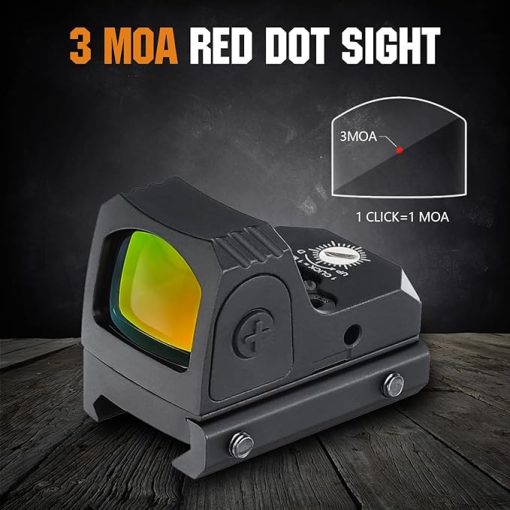 ohhunt Red Dot Sight 3 MOA Reflex Sight Scope for RMR Footprint 20mm Picatiinny with 5 Brightness Settings - Image 2