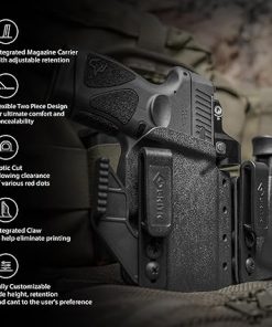GRITR IWB Appendix Carry Kydex Right/Left Hand Gun Holster Compatible with Taurus G2c/G2s/G3c/G3x w/Magazine Holder, Optic Cut, Open Bottom, Adjustable Retention & Cant 2