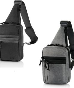 M-Tac Dual Concealed Carry Tactical Bag Bundle Shoulder Chest Pack with Sling for Handgun (Black Gen2) & (Grey Melange)