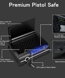 Goplus Gun Safe for 2 Pistols, DOJ Approved Pistol Safe, Biometric Fingerprint Lock & Password & Backup Keys for Quick Access, Auto Open Lid Handgun Safe for Home & Personal 2