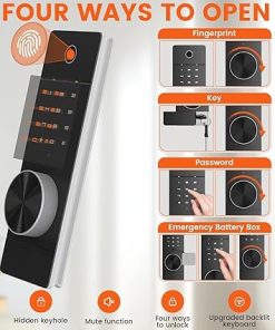 53″ Tall Hidden Wall Safe with Fingerprint Lock – Fireproof & Waterproof, Dual Alarm System, 3 Adjustable Shelves, Magnetic Slot & Key Hooks – Modern White Steel Construction 2