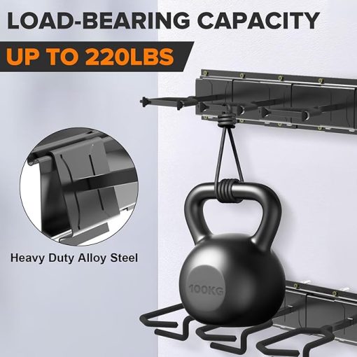 Gun Rack Wall Mount, Indoor Metal Gun Rack, Adjustable Rifle Storage Holder with Soft Padding, Vertical Gun Display, for 6 Slot - Image 2