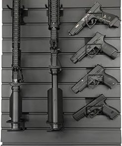 Gun Rack Wall-Mounted 2025 Upgraded, Tactical Rifle, Shotgun, Carbine, Handgun Storage Heavy-Duty PVC Panels & Steel Wall Racks, Modular Firearms Organizer, Securely Holds up to 2 Rifles & 4 Pistols 2