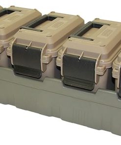 MTM AC5C 5-Can Ammo Crate Mini, Convenient size, Store 650 rounds of 9mm bulk ammo, Stackable & ACR7-18 Ammo Crate Utility Box, Large, Green, Forest Green/Black 2