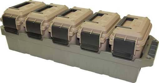 MTM AC5C 5-Can Ammo Crate Mini, Convenient size, Store 650 rounds of 9mm bulk ammo, Stackable & ACR7-18 Ammo Crate Utility Box, Large, Green, Forest Green/Black - Image 2
