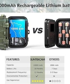 SuntekCam WiFi Trail Camera 4K 36MP Bluetooth Built-in 10000mAH Rechargeable Lithium Battery, Game Camera with No Glow Night Vision Activated Waterproof for Wildlife Deer Scouting Hunting 2