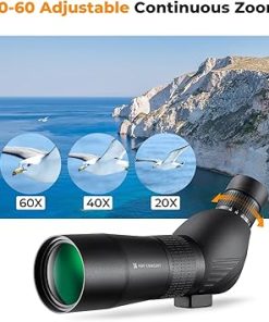 K&F Concept 20-60×60 Spotting Scopes for Target Shooting, Waterproof Spotter Scope with Tripod & Phone Adapter, 131-66ft/1000yds BAK4 45°Angled Eyepiece Range Scope for Bird Watching Wildlife Hunting 2