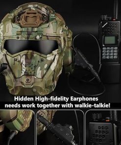 iMeshbean Tactical Airsoft Helmet with Paintball Full Face Mask Built-in HD Headset Goggles and Anti-Fog Fan for Outdoor CS Hunting Gear, Black 2