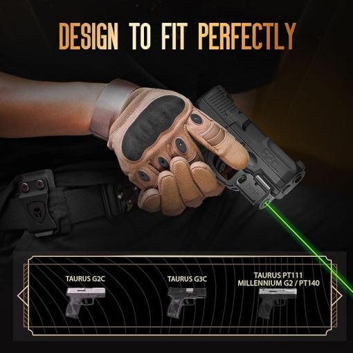 WARRIORLAND Green Laser Sight Tailored Fit Taurus G2C / Taurus G3C / Millennium G2 PT111 & PT140, Ultra Compact G2C Beam Sight, Gun Sight with Ambidextrous On/Off Switch & Power Indicator, WLS-101G - Image 2