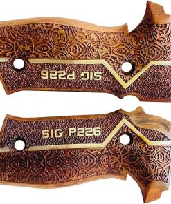Salvatore Walnut Handle Grips for Sig Sauer P226 with Gold Metal Logo with 5 Pieces Screws 2