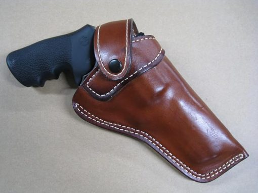 Azula Custom Leather Cross Draw Outdoor Gun Belt Holster for Ruger GP100 6" Barrel Revolver Brown Left Hand