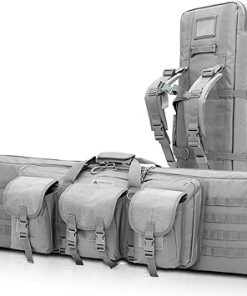 MADOG 40 inch Double Rifle Bag Soft Pistol Cases Long Portable Tactical Shotgun Backpack for Shooting Hunting Carrying, Gray
