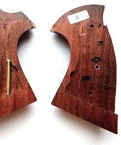 BMPL Hardwood K/L Frame Square Butt Revolver Handgun Grips Hardwood Finger Groove Checkered Handcraft Handmade Deluxe #KS089 2