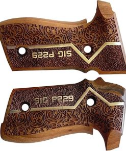 Salvatore Walnut Wood Handle Pistol Grips for Sig Sauer P229 with Gold Metal Logo 2